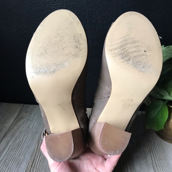 XOXO | Shoes | Xoxo Brand Tan Peep Toe Booties | Poshmark